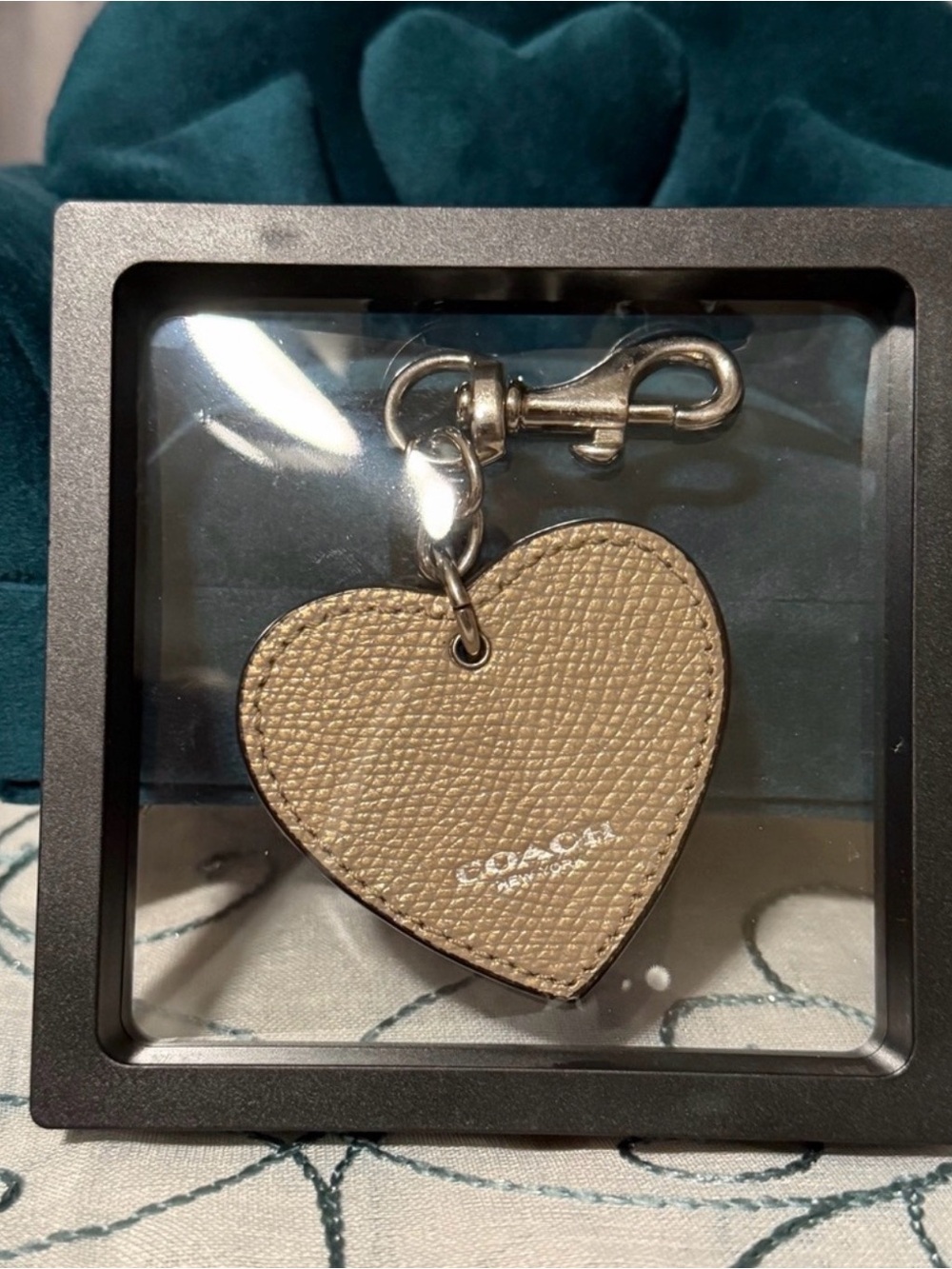 Coach Red Heart Leather Bag Charm - Picture 2 of 3